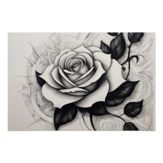 Abstract white rose ポスター (正面)