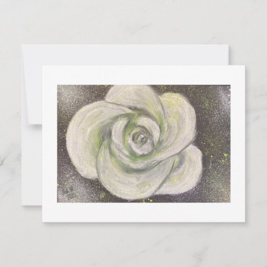Abstract White Rose on black background card 招待状 (正面)