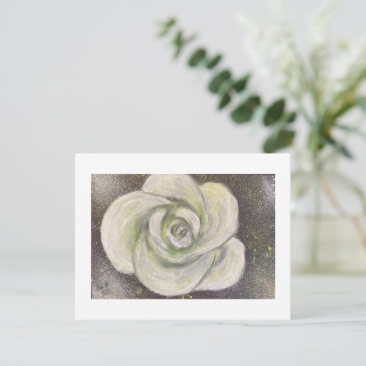 Abstract White Rose on black background card 招待状 (スタンド正面)
