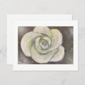 Abstract White Rose on black background card 招待状 (正面/裏面)