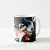 Abstract Wild Spirit Wolf コーヒーマグカップ (正面右)