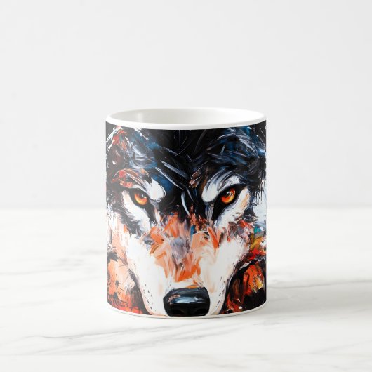 Abstract Wild Spirit Wolf コーヒーマグカップ (中央)
