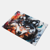 Abstract Wild Spirit Wolf ドアマット (アングル)