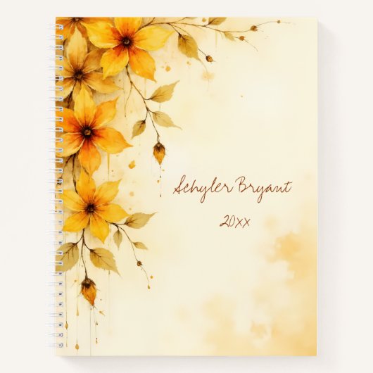 Abstract Wildflowers Floral Spiral-bound Journal ノートブック (正面)