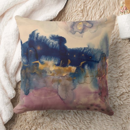 abstract with blue and pink pillow クッション (ブランケット)
