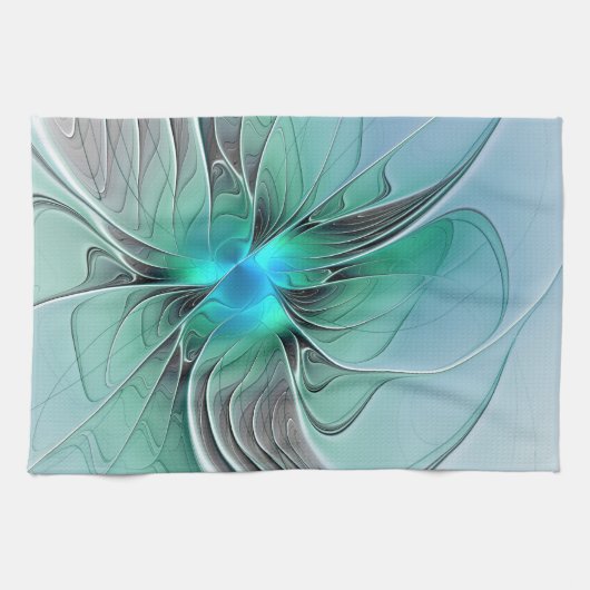 Abstract With Blue, Modern Fractal Art キッチンタオル (横)