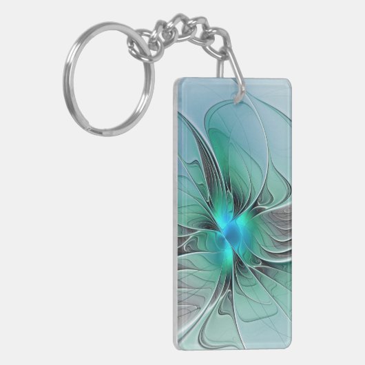 Abstract With Blue, Modern Fractal Art キーホルダー (正面左)