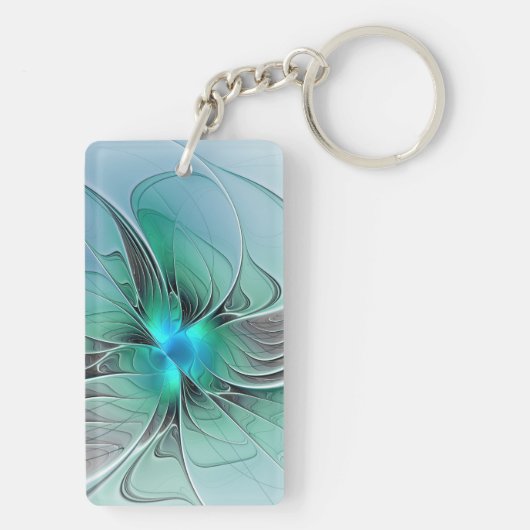 Abstract With Blue, Modern Fractal Art キーホルダー (裏面)