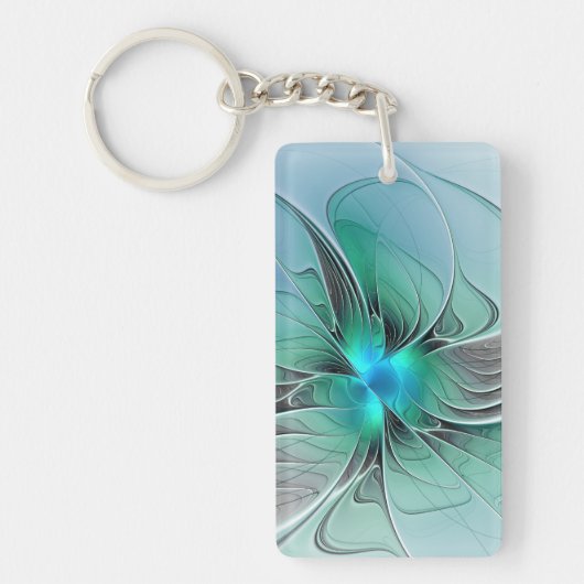 Abstract With Blue, Modern Fractal Art キーホルダー (正面)