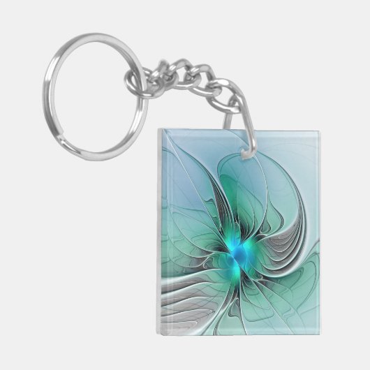 Abstract With Blue, Modern Fractal Art キーホルダー (正面左)