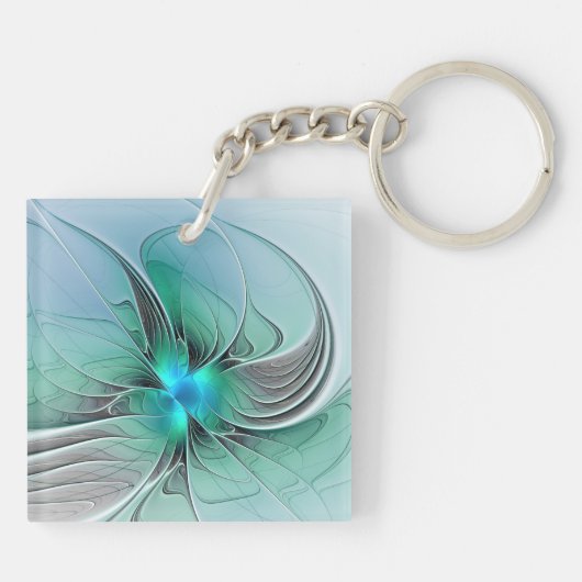 Abstract With Blue, Modern Fractal Art キーホルダー (裏面)