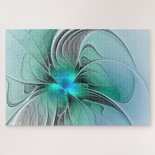 Abstract With Blue, Modern Fractal Art ジグソーパズル (横)