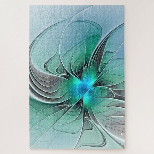 Abstract With Blue, Modern Fractal Art ジグソーパズル (縦)