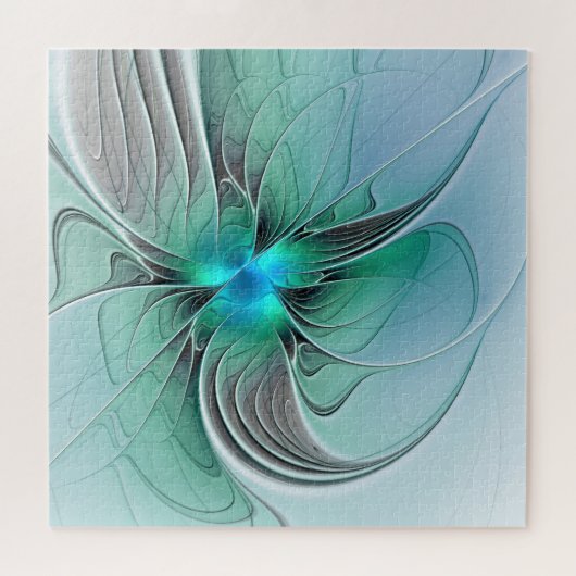 Abstract With Blue, Modern Fractal Art ジグソーパズル (横)
