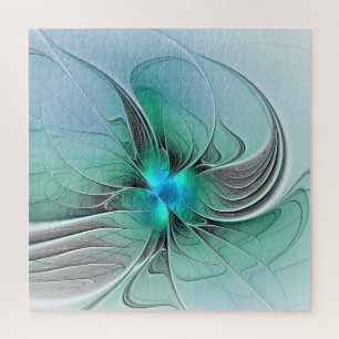 Abstract With Blue, Modern Fractal Art ジグソーパズル