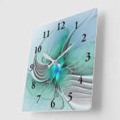 Abstract With Blue, Modern Fractal Art スクエア壁時計 (傾斜)