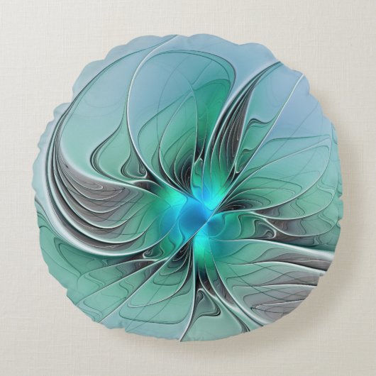 Abstract With Blue, Modern Fractal Art ラウンドクッション (正面)