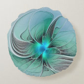 Abstract With Blue, Modern Fractal Art ラウンドクッション (裏面)