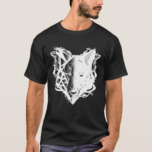 Abstract Wolf Head Geometric Tシャツ (正面)
