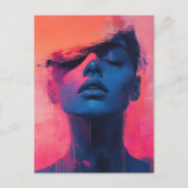 Abstract Woman Blue and Pink ポストカード (正面)