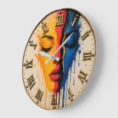 Abstract Woman Face Modern Pop Art Portrait ラージ壁時計 (傾斜)