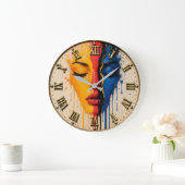Abstract Woman Face Modern Pop Art Portrait ラージ壁時計 (ホーム)