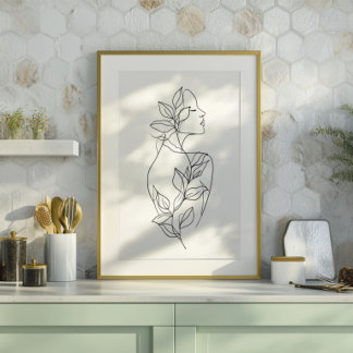 Abstract Woman Line Art | Botanical Minimalist Neu キャンバスプリント