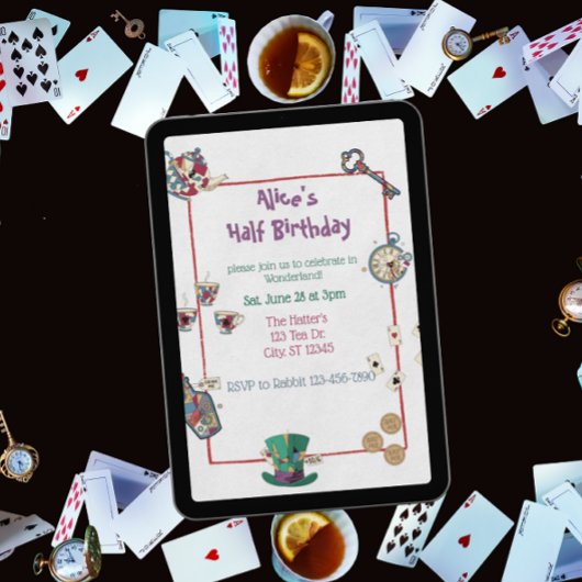 Abstract Wonderland Birthday Invitation 招待状