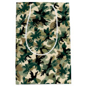 Abstract Woodland Camouflage Pattern Green and Tan ミディアムペーパーバッグ (正面)