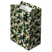 Abstract Woodland Camouflage Pattern Green and Tan ミディアムペーパーバッグ (裏面アングル)