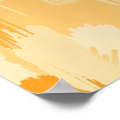 Abstract Yellow and Cream Paint Strokes ポスター (角)