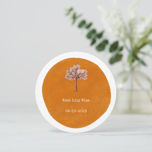 Abstract Yellow Circle Shape Pink Tree Card 招待状 (スタンド正面)