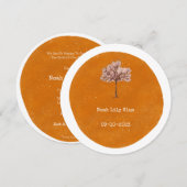 Abstract Yellow Circle Shape Pink Tree Card 招待状 (正面/裏面)