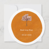 Abstract Yellow Circle Shape Pink Tree Card 招待状 (正面)