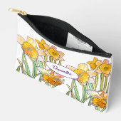 Abstract Yellow Daffodil Flower Watercolor Girls アクセサリーポーチ (見開き)
