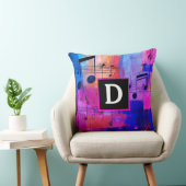 Abstract yellow red blue musical notes monogrammed クッション (椅子)