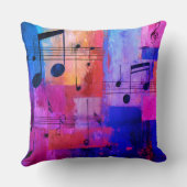 Abstract yellow red blue musical notes monogrammed クッション (裏面)
