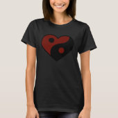 ABSTRACT YIN YANG BLACK AND DARK RED PEACE SYMBOL Tシャツ (正面)