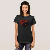 ABSTRACT YIN YANG BLACK AND DARK RED PEACE SYMBOL Tシャツ (正面フル)