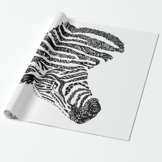 Abstract Zebra Canvas Black White ラッピングペーパー