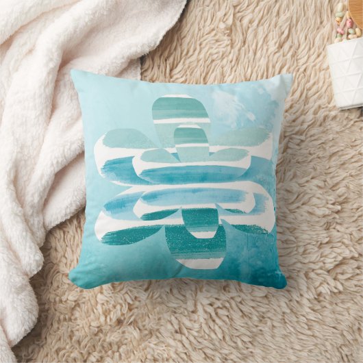 Abstract Zen Throw Pillow–Blue Minimal Art Cushion クッション (ブランケット)