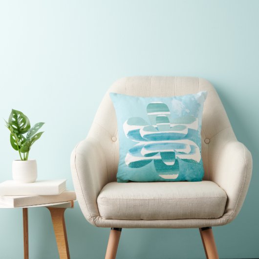 Abstract Zen Throw Pillow–Blue Minimal Art Cushion クッション (椅子)