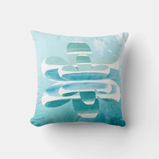 Abstract Zen Throw Pillow–Blue Minimal Art Cushion クッション (正面)