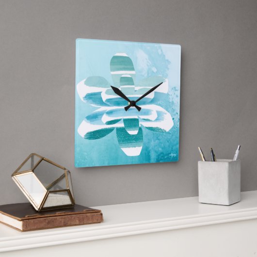 Abstract Zen Wall Clock – Blue Minimal Modern Home スクエア壁時計 (オフィス)