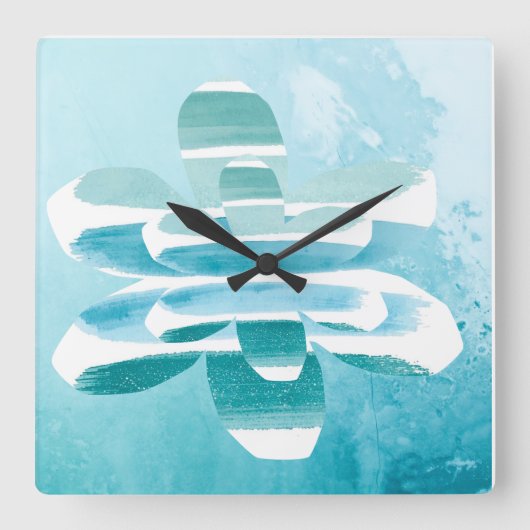Abstract Zen Wall Clock – Blue Minimal Modern Home スクエア壁時計 (正面)