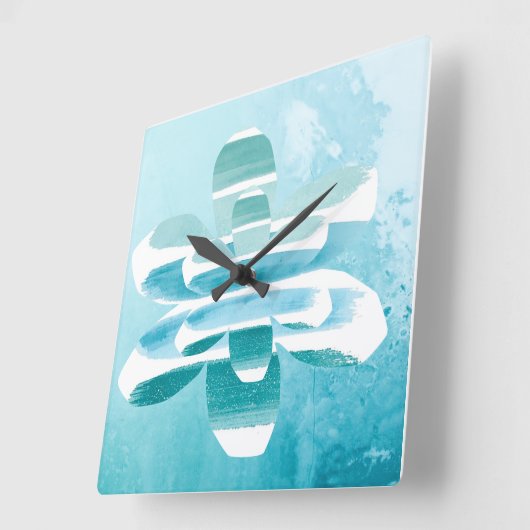 Abstract Zen Wall Clock – Blue Minimal Modern Home スクエア壁時計 (傾斜)