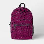 Abstract Zigzag Lines in Wine & White – Backpack プリントバックパック (正面)