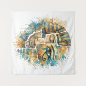 AbstractAncientEgyptian Pharaoh with Eye of Horus  タペストリー (正面(横))