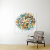 AbstractAncientEgyptian Pharaoh with Eye of Horus  タペストリー (インサイチュ(横))