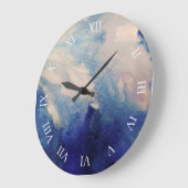AbstractBlueモダン White Art ラージ壁時計 (傾斜)